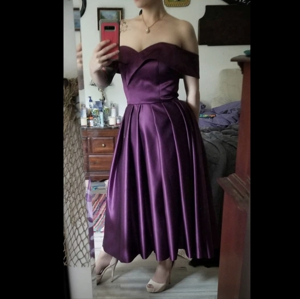 Elegant Purple Strapless Dress